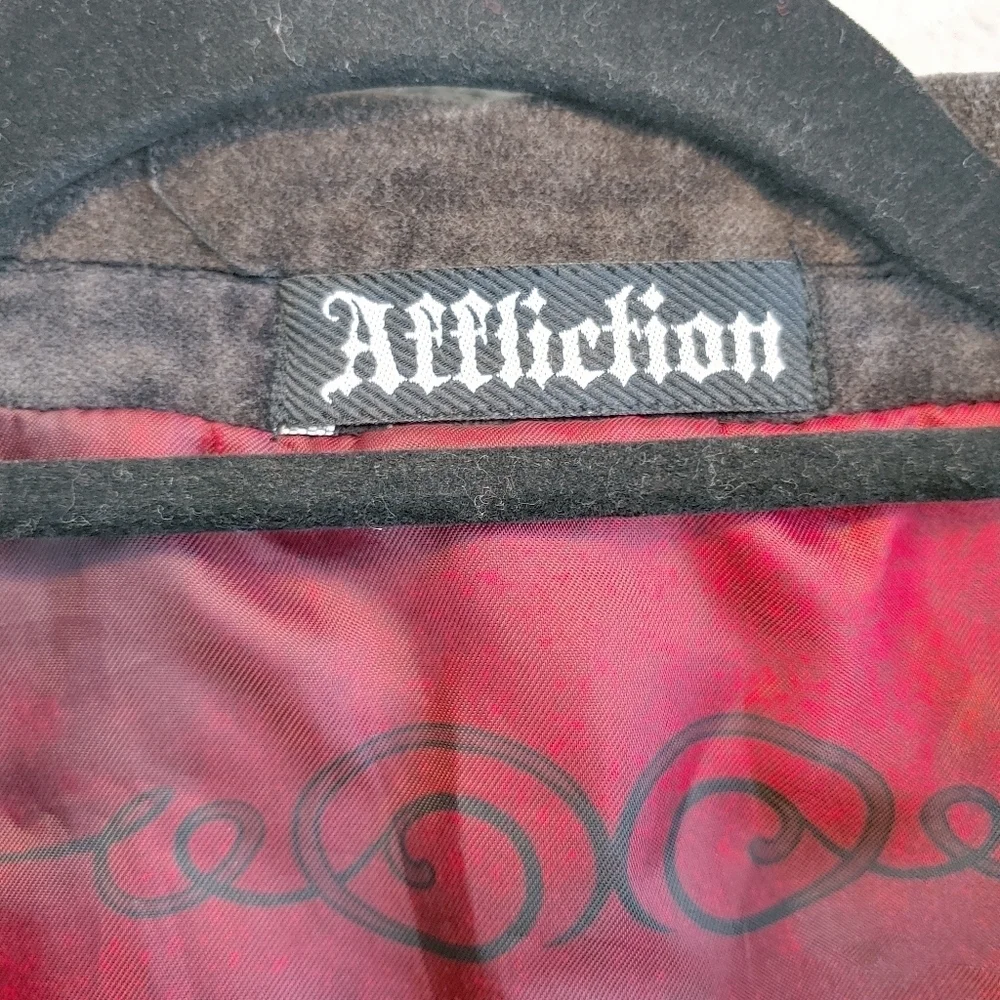 Affliction Men's Dark Green Gray Red Label Premium Cotton Sport Coat Sz 44/46